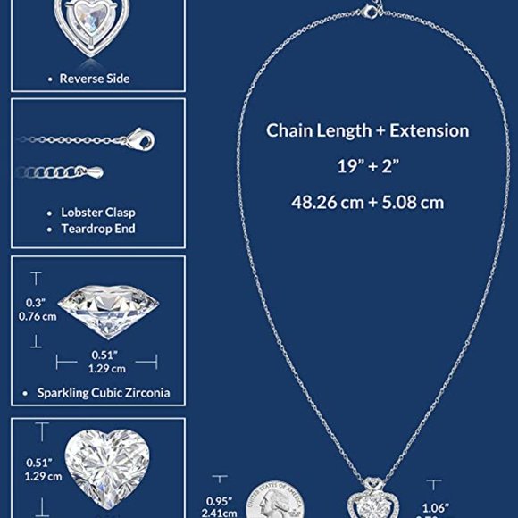 Double Heart Crystal Infinity Pendant Necklace - Picture 6 of 10